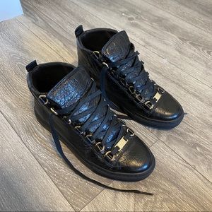 Balenciaga High-Top Calf Leather Sneakers, Black